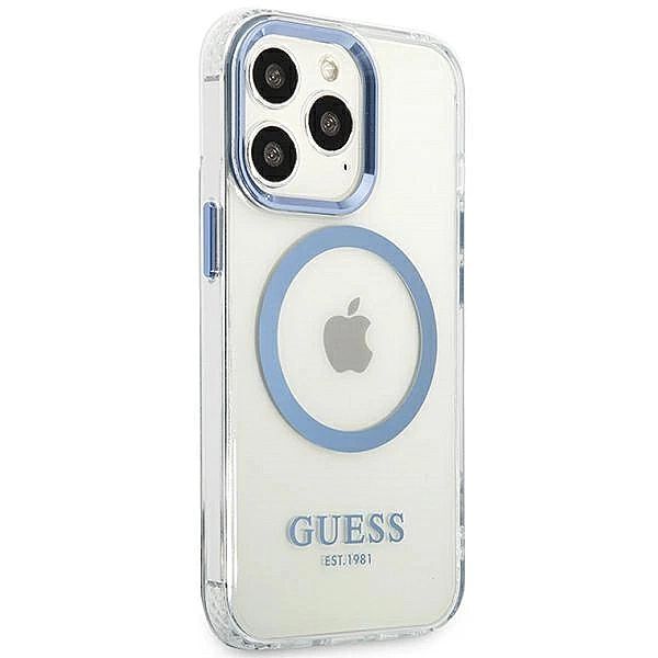Etui Guess Metal Outline MagSafe na iPhone 13 Pro / iPhone 13 - niebie