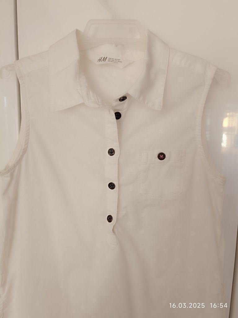 Biała bawełniana sukienka w serduszka H&M r 140