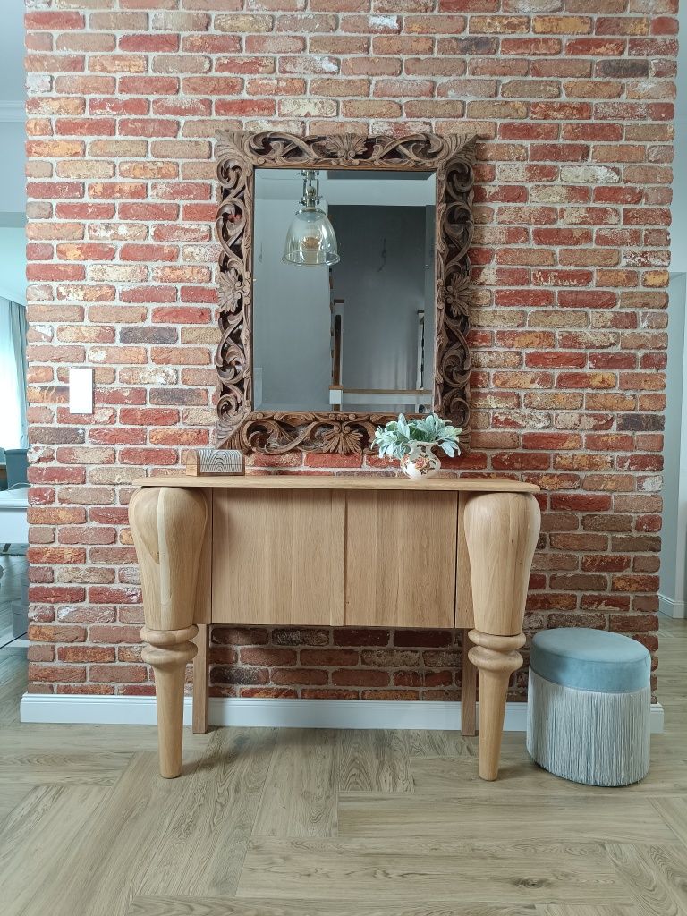 Konsola dębo lity dąb nogi toczone