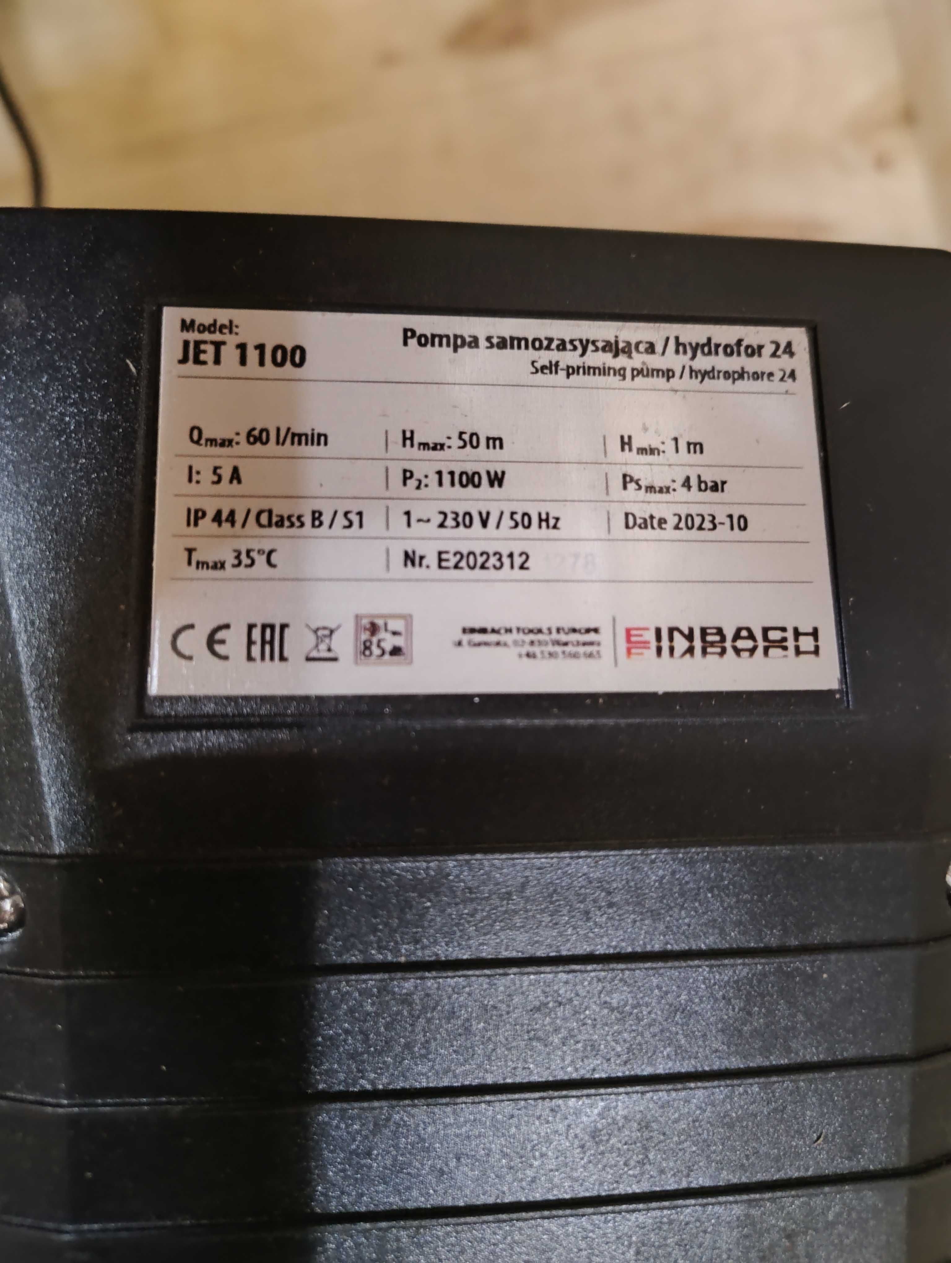 Zestaw hydroforowy Jet 1100 + Zbiornik przeponowy 24 litry - OUTLET