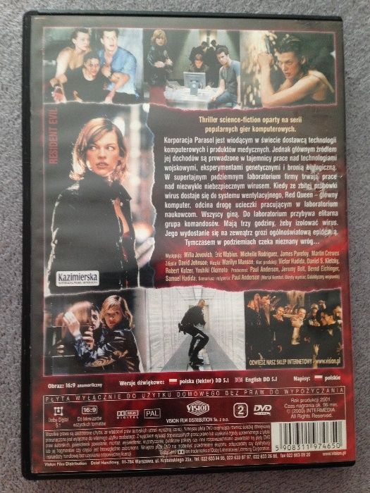DVD film Resident Evil 2002 (Milla Jovovich)