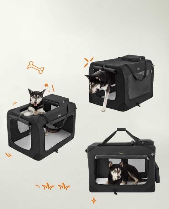 Transporter dla psa składany klatka czarny 102x69