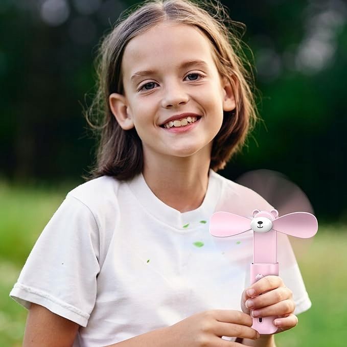 Mini Wentylator Ręczny Podróżny USB Różowy Brązowy