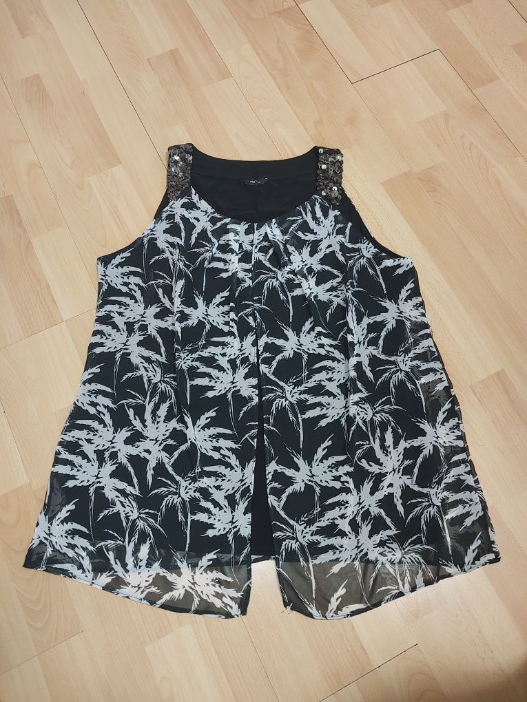 Lekka szyfonowa bluzka lato 46 48 4xl czarno biała plus size