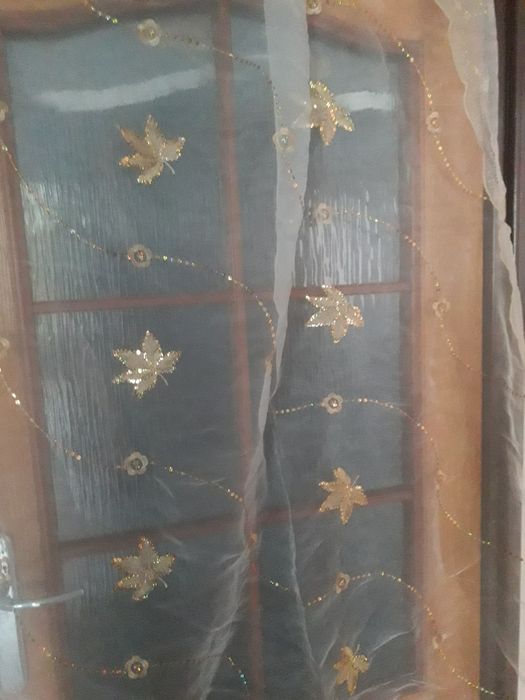 Firanki w złote liście 208x170 cm, komplet 2 szt.