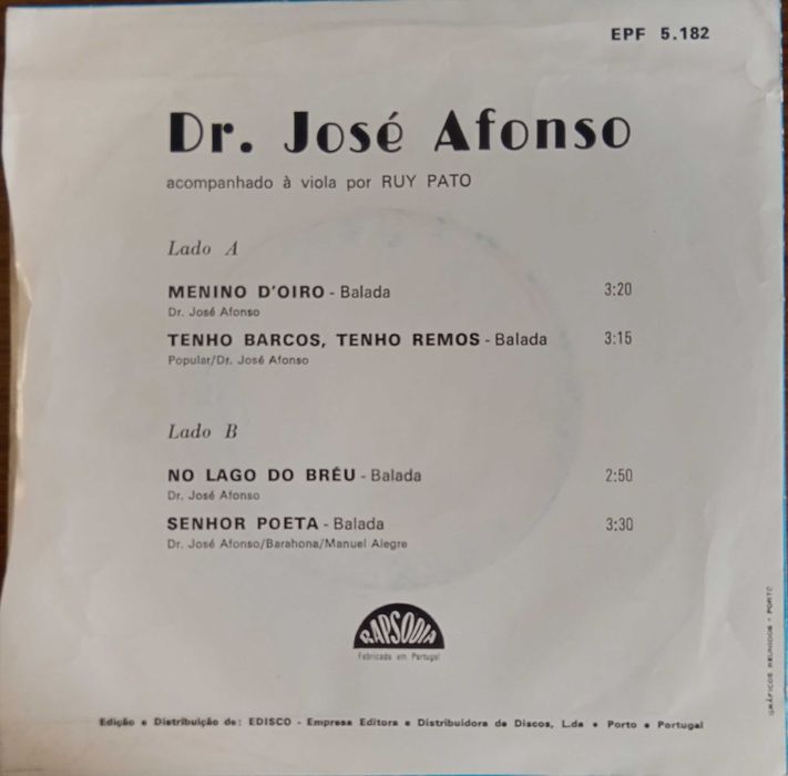 José Afonso	- - - - -		Baladas de Coimbra	- - - - -	EP