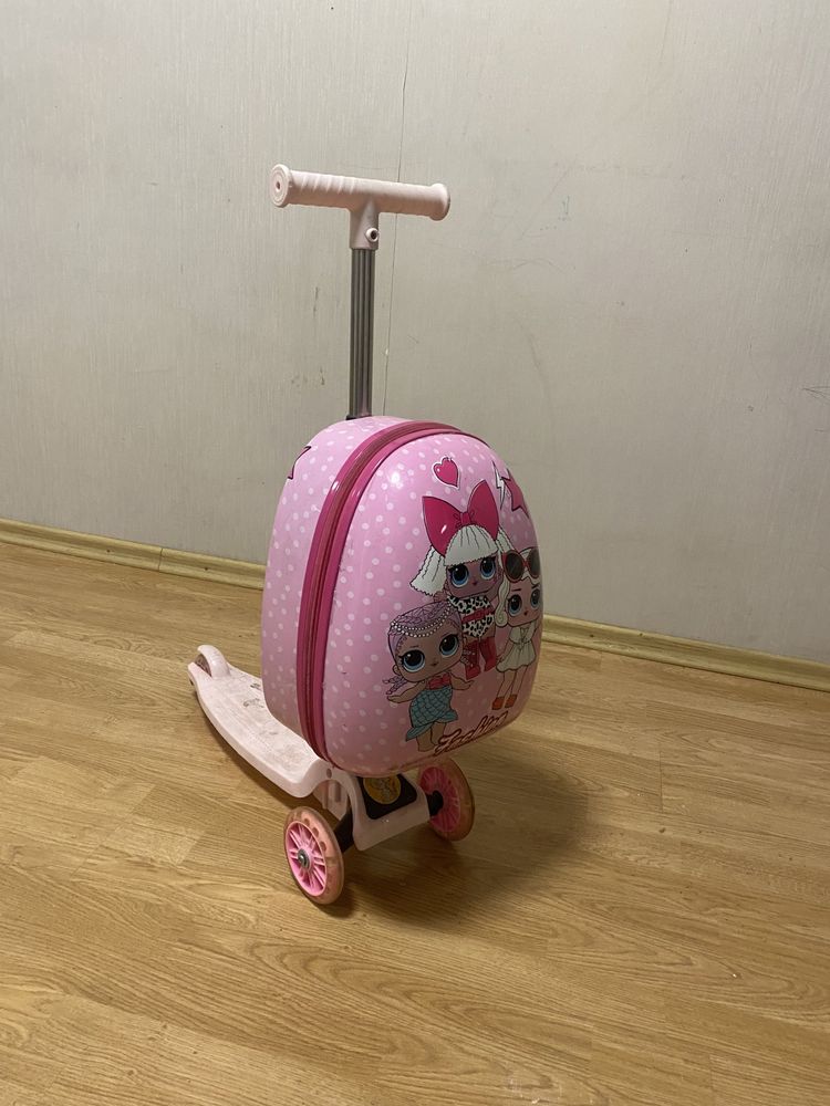 Самокат с рюкзаком розовый для девочки