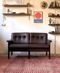 Promo kompaktowa sofa skórzana,Dania lata 60/70, vintage, mid-c modern