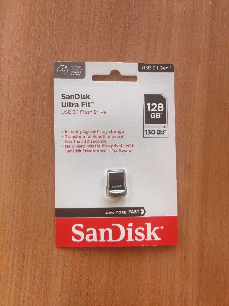 NEW! Флешка USB SanDisk Ultra Fit 128 Gb гб USB 3.1 Флеш накопичувач