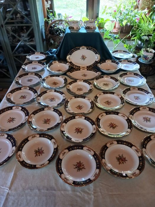 Kobalt kwiaty 12 osob obiad Maria Louise