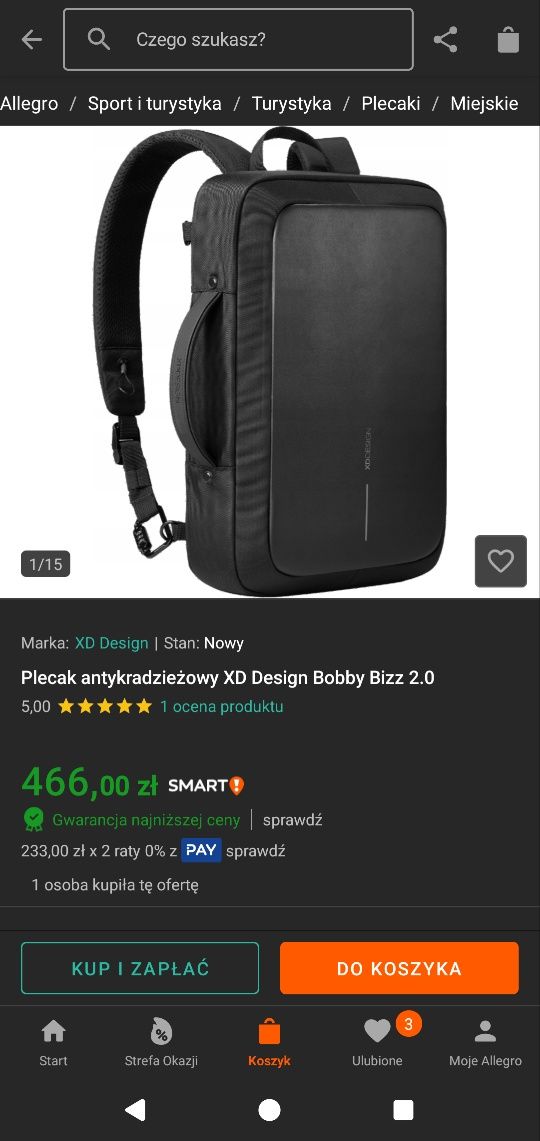 Czarny Plecak torba XD design