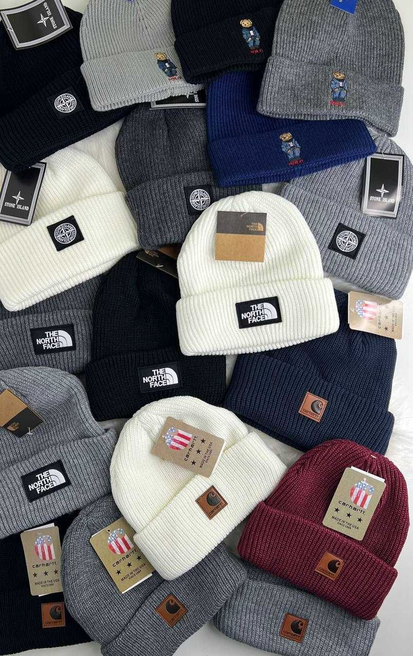 Нова шапка The North Face вязана в рубчик TNF ТНФ шапка чоловіча