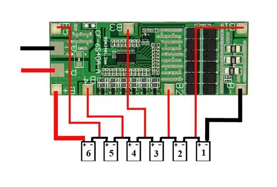 Плата защиты контроллер BMS li-ion 6s 40A с балансировкой