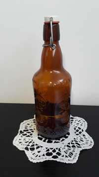 Butelka kolekcjonerska ozdobna ciemne szkło z mechanicznym zamknięciem