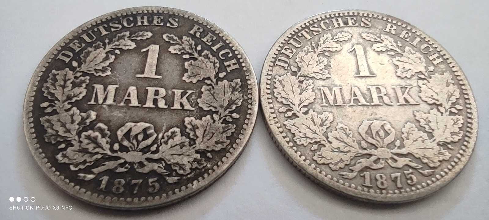 Monety srebrne Niemcy 1 marka 1875 A i F  srebro ag stare