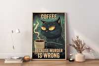Plakat A3 Kot i kawa