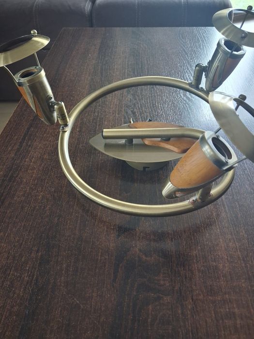 Żyrandol brązowo złoty