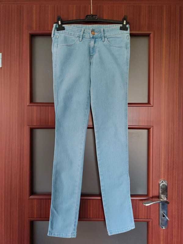 Spodnie jeansowe dżinsowe jeansy dżinsy rurki H&M XS 25/32 niebieskie