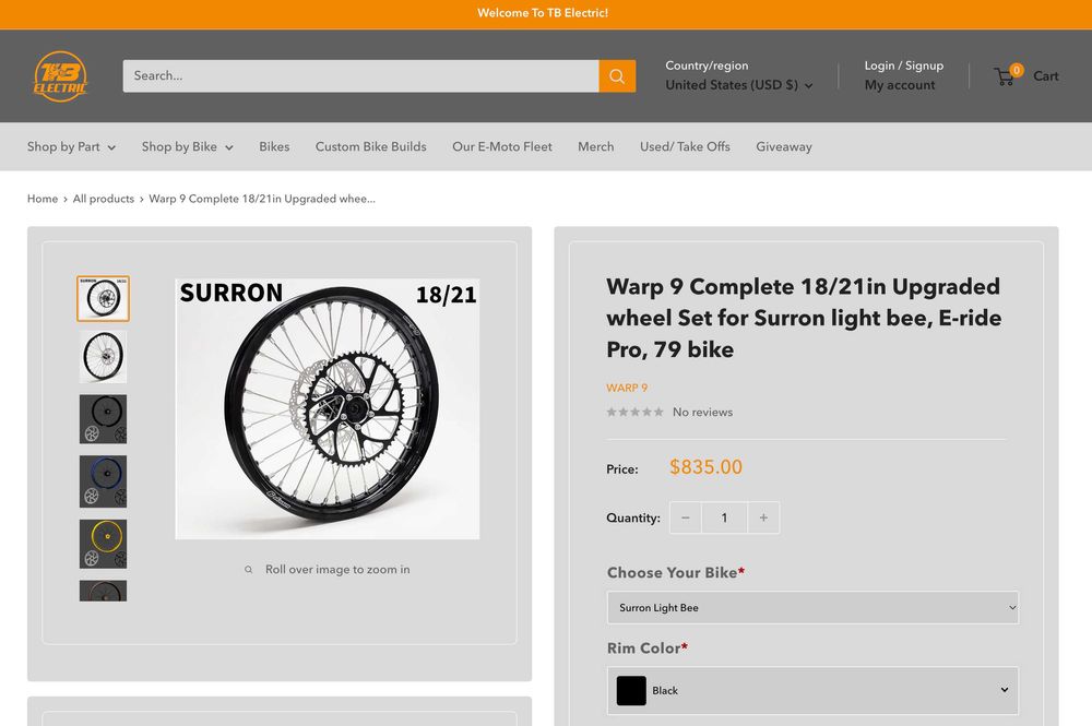 Колеса Warp 9 18/21" для Surron X Light Bee Ultra Bee диски