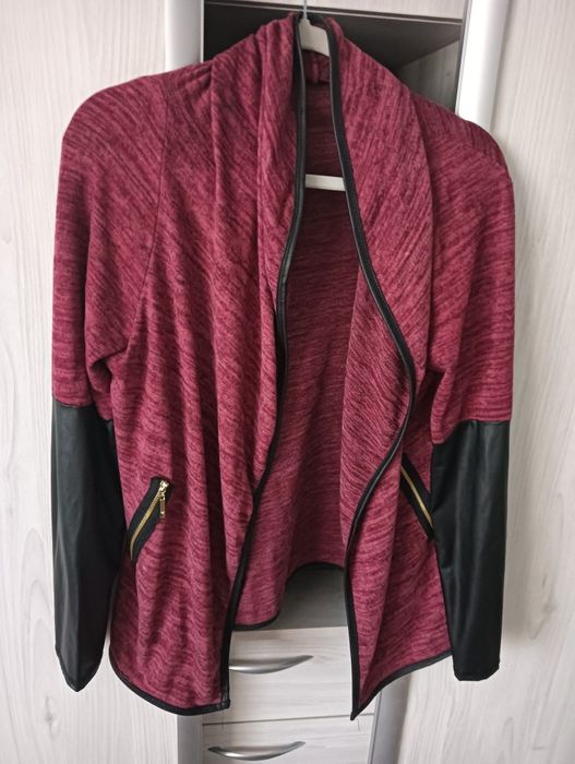 Sweter, kardigan Made in Italy, bordowy 44/46