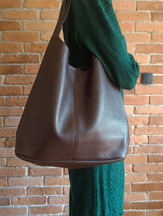 Torebka włoska Vera Pelle skóra naturalna  czekoladowa