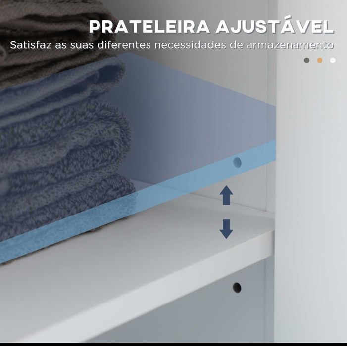 Kleankin Armário Coluna Casa de Banho C/ 2 Portas de Vidro - Como NOVO