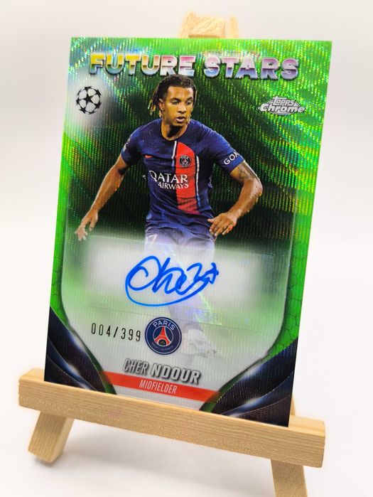 Karta Topps Chrome 23/24 Cher Ndour PSG Future Stars Autograf