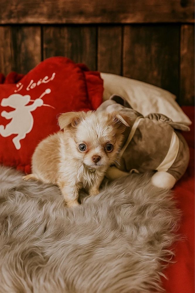 Lindo menino chihuahua pêlo longo