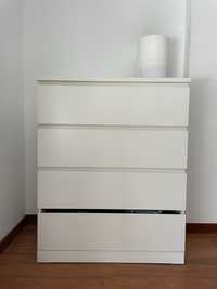 Cómoda Malm Ikea 4 gavetas, branco, 80x100 cm