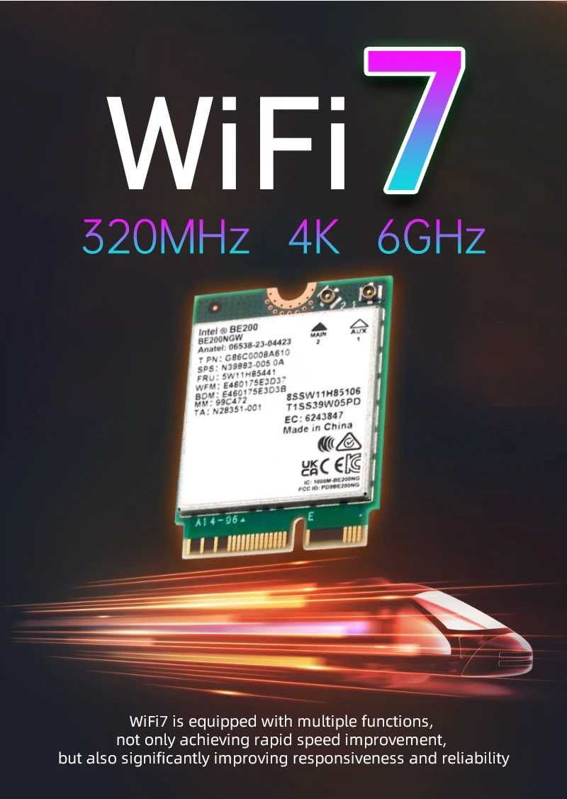 Intel Wi-Fi 7 2x2 BE200 320MHz 802.11be PCIe Bluetooth 5.4 M.2