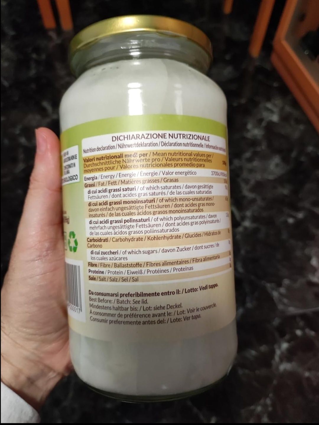 Óleo de coco virgem orgânico, cru e prensado a frio - 1 litro - NOVO