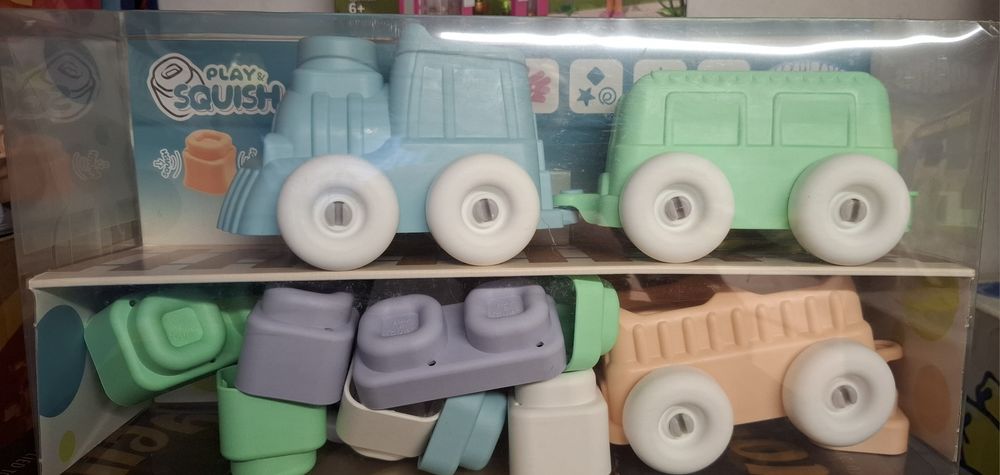 Pociąg sensoryczny + KLOCKI miękkie ZESTAW PLAY SQUISH MOCHTOYS polski