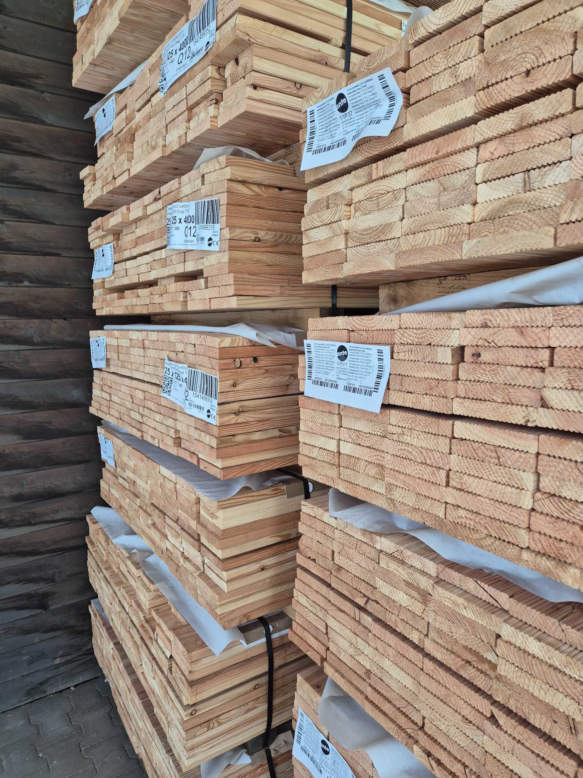 Deska tarasowa daglezja, niemiecka AB ryfel 25x125, 4m, nie modrzew!!!