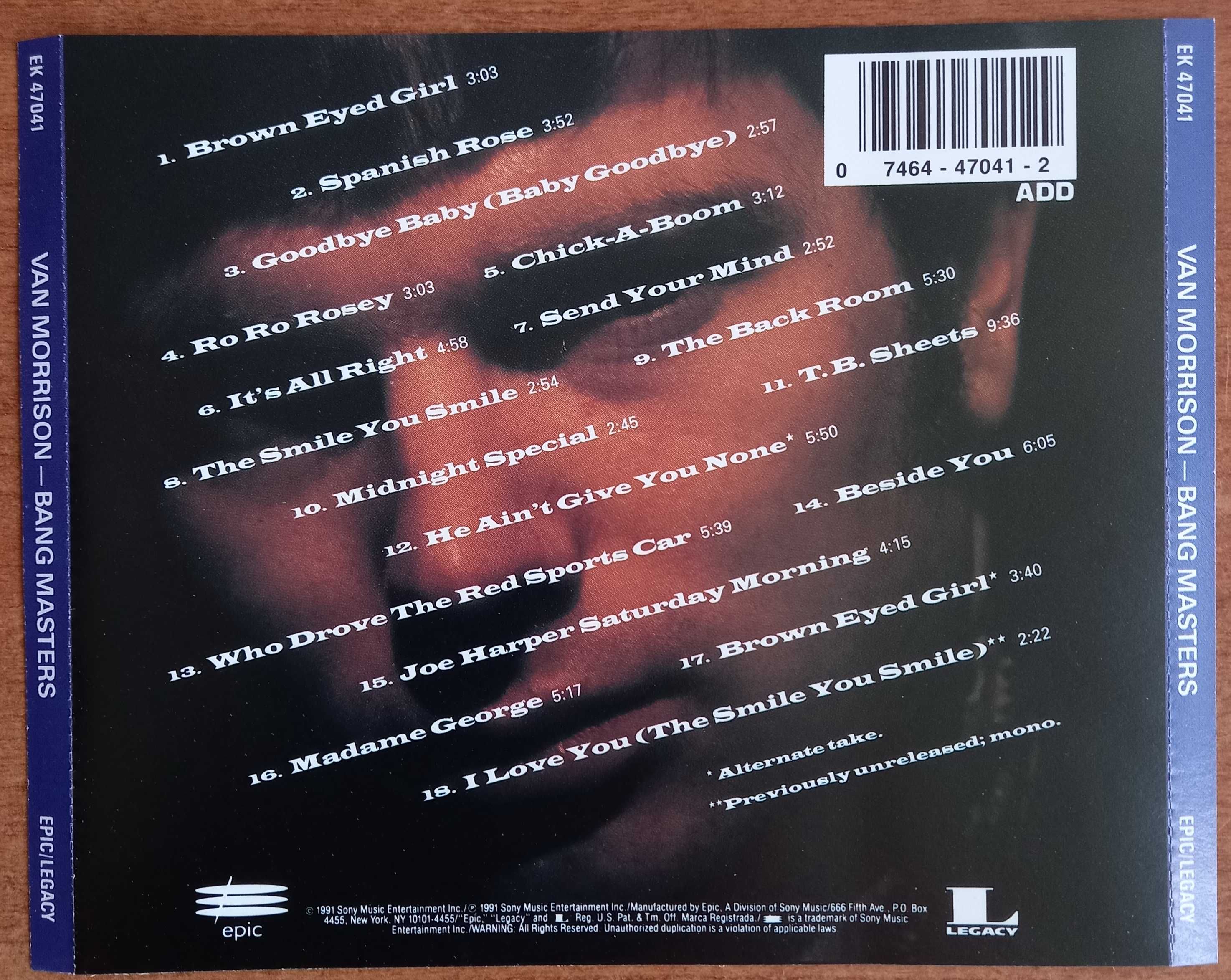 CD Van Morrison "Bang Masters", USA, 1991 год