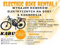 WYPOŻYCZALNIa rowerów elektrycznych limiter prędkosci ZASIĘG 200km !!