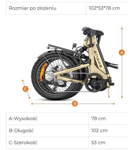 Rower Elektryczny Składany Engwe L20 3.0 Pro Czarny
