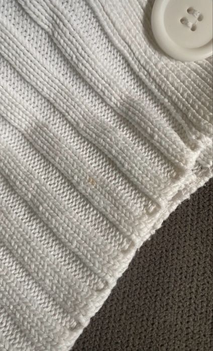 Bialy azorowy sweter karfigan Isolde 38-40 letni bawelna
