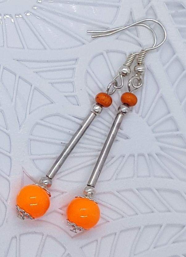 Neonki Kolczyki pomarańczowe handmade
