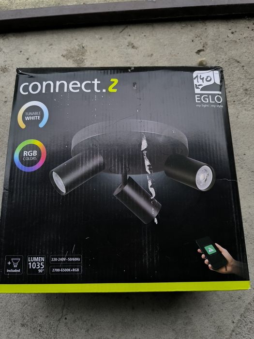 Kinkiet Eglo LED czarny lampa wisząca sufitowa łazienkowa 3 punkty