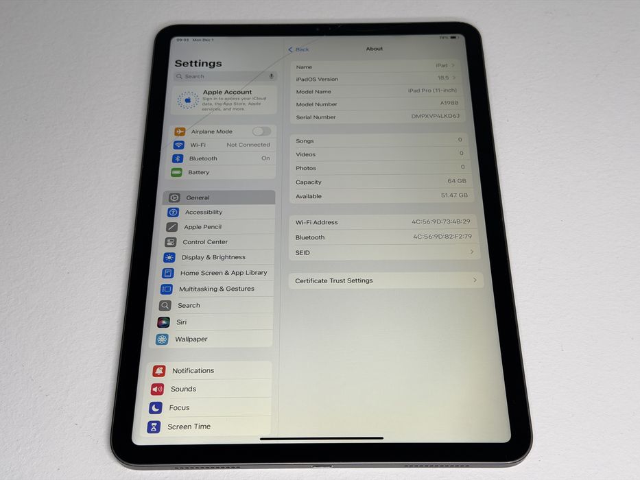 iPad Pro 11 1. gen. (A1980) - 64GB - faktura VAT 23%