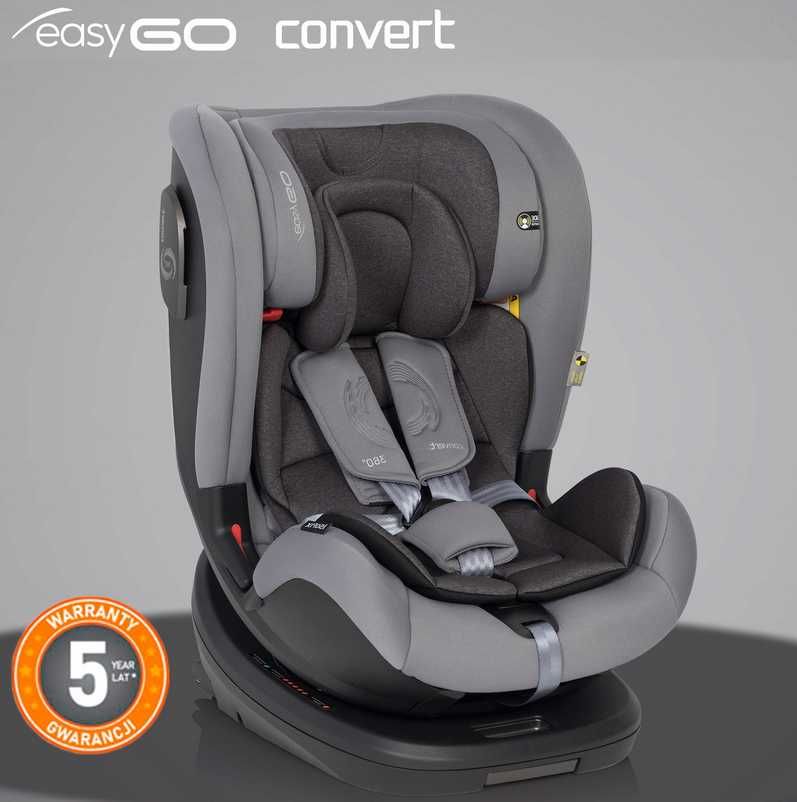 MEGA Fotelik Samochodowy Convert 360° RWF ISOFIX 0-36KG Nowy (F08)