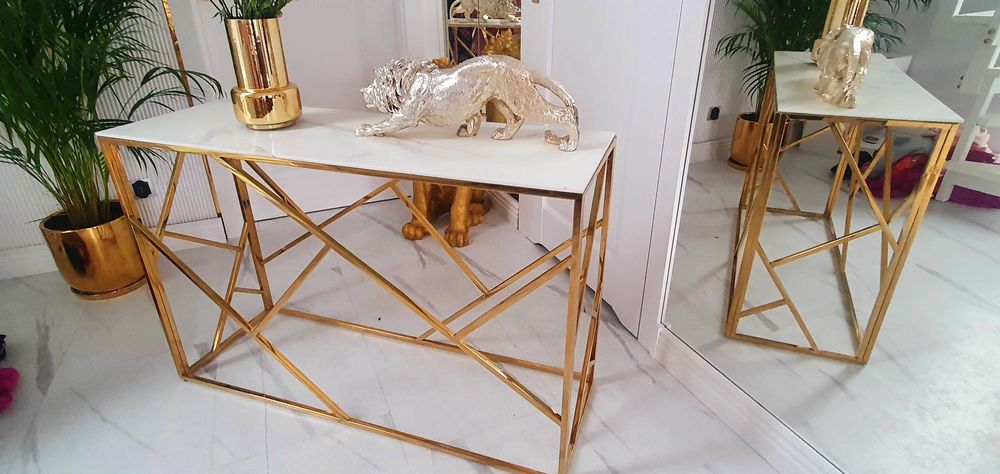 Piękna a Złota  Konsola Glamour Marmurek
