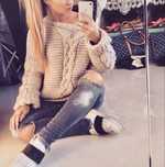 Gruby damski sweter pleciony Dolce Diva warkocz UNI chaos