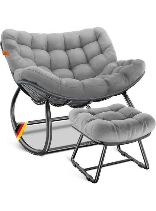 Fotel bujany z podnóżkiem do wewnątrz i na zewnątrz