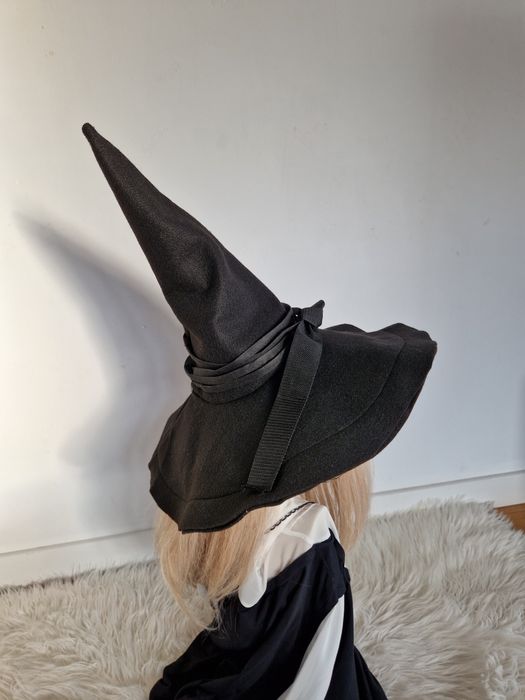 Handmade duzy kapelusz czarownicy na Halloween kokardą wąsy
