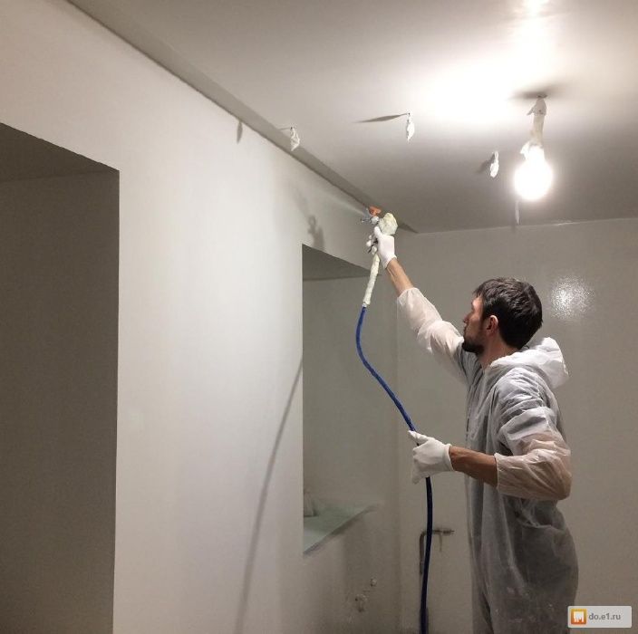 Покраска стен потолков шпаклевка Механизированная побелка