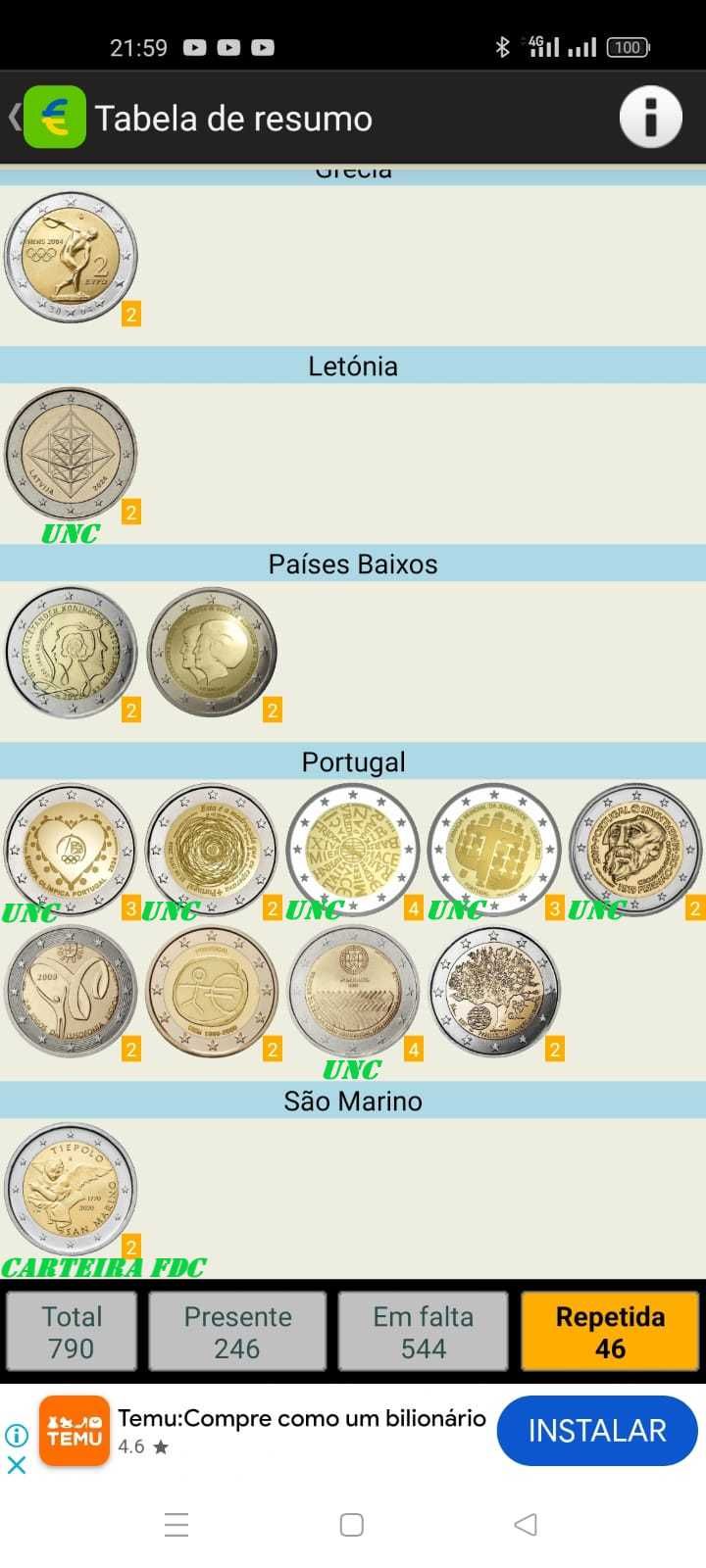 Moedas Comemorativas EUR 2,00 non-PT (estrangeiras)