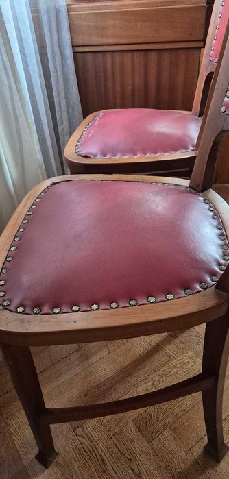 Zabytkowe 100-letnie biurko z 2 krzesłami - palisander