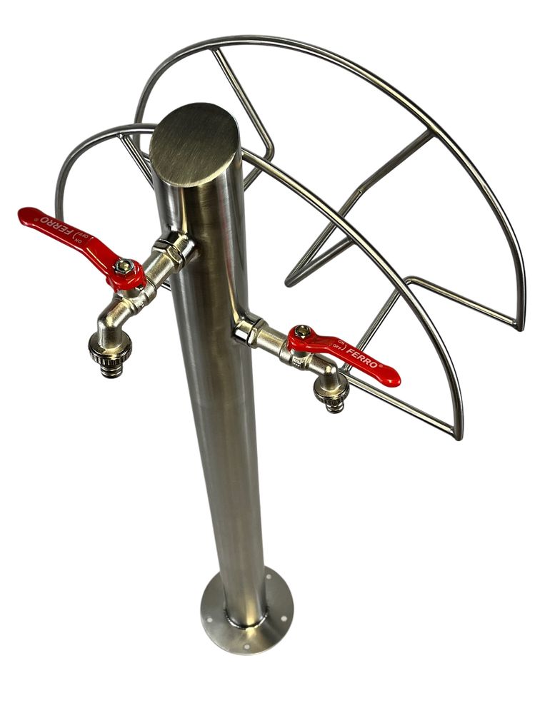 Kran ogrodowy + wieszak na wąż hydrant słupek kranik 90cm INOX