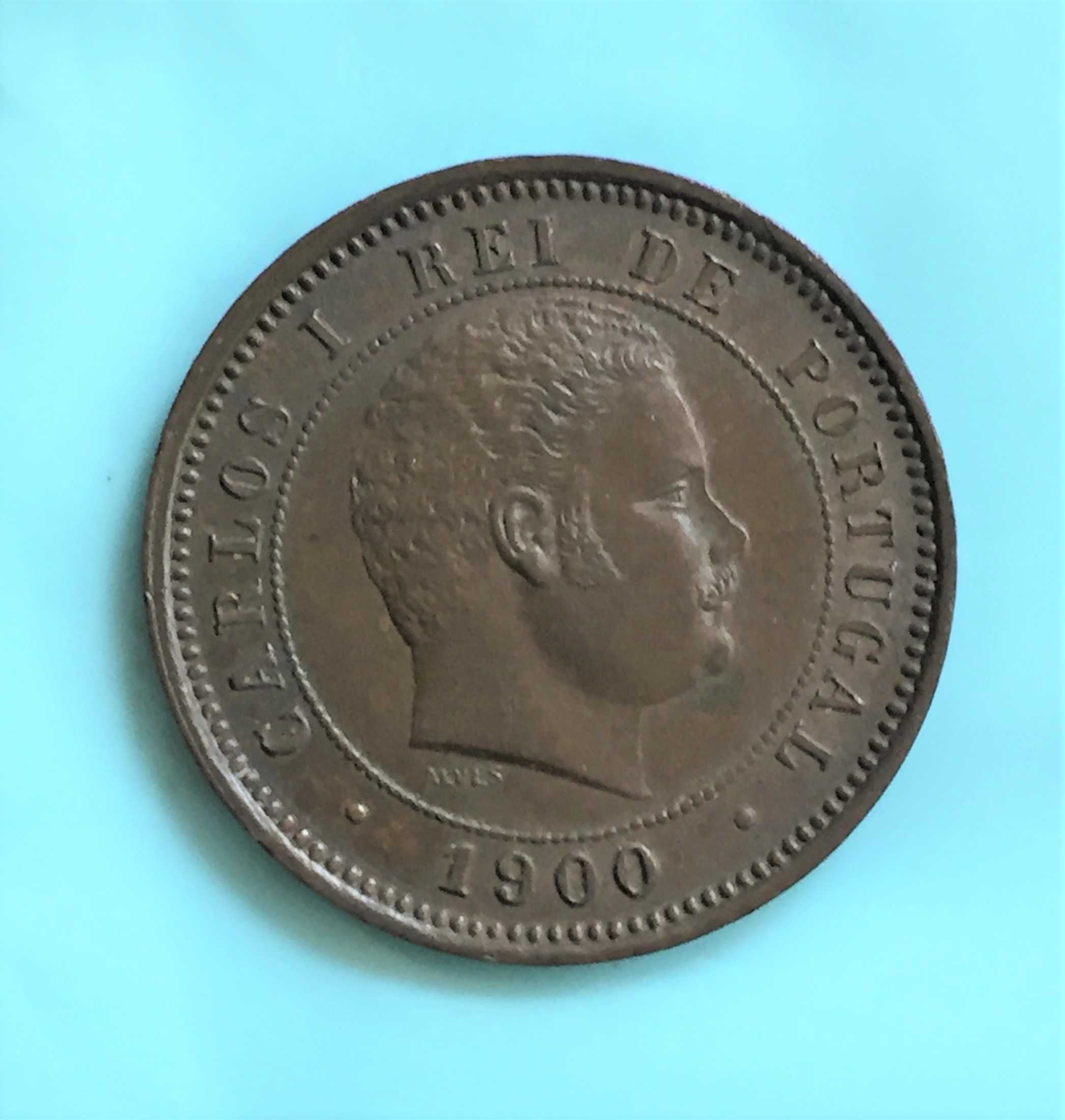 moeda 5 réis 1900 - D. Carlos I - bronze - ESCASSA - PORTES GRÁTIS